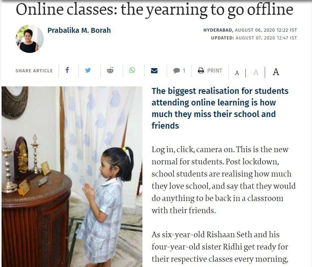 Overall experience of a student learning online 