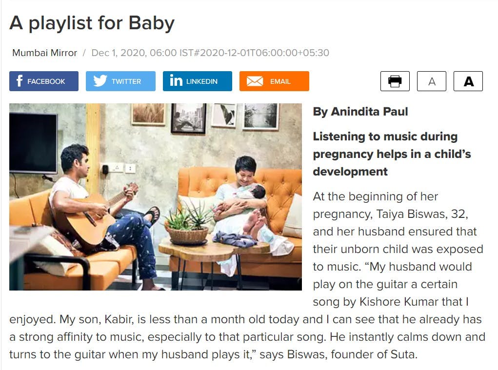 A Playlist for Baby : Listening to Music during Pregnancy Helps in a Child’s Development